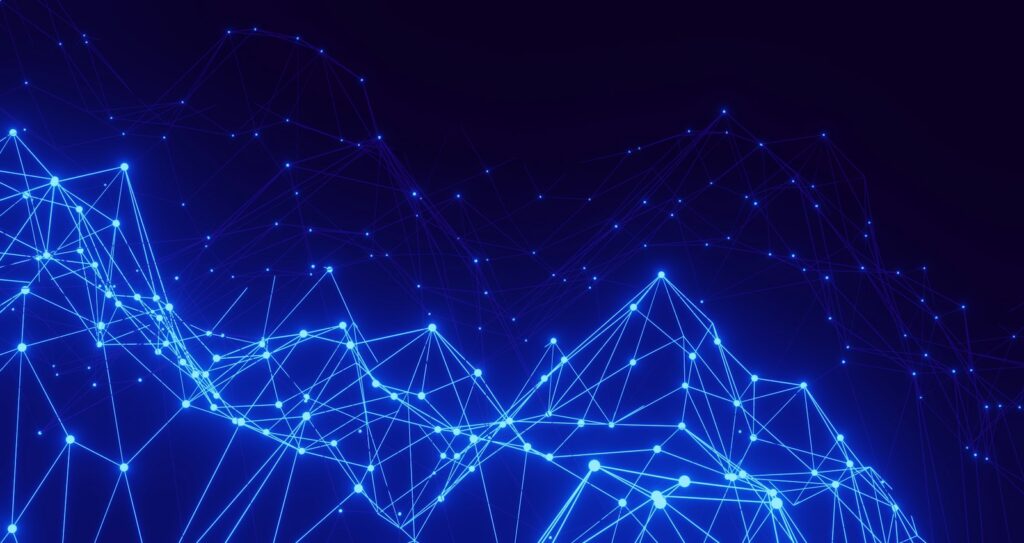 Network of connected dots representing a home Wi-Fi connection