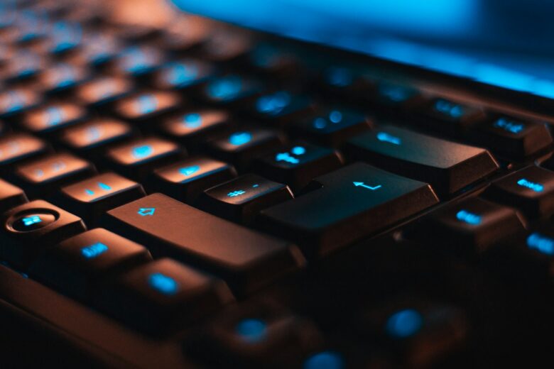 Close-up of a computer keyboard used to take a screenshot on Windows 11