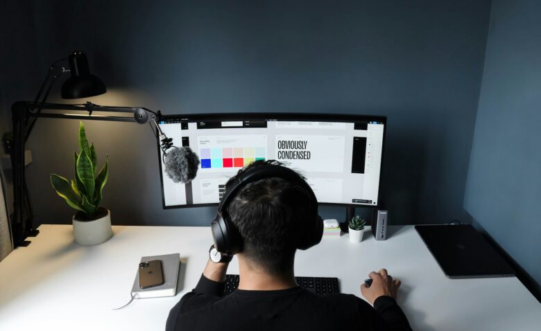 Man editing a video on a computer, one of the best video editors for low-end PCs